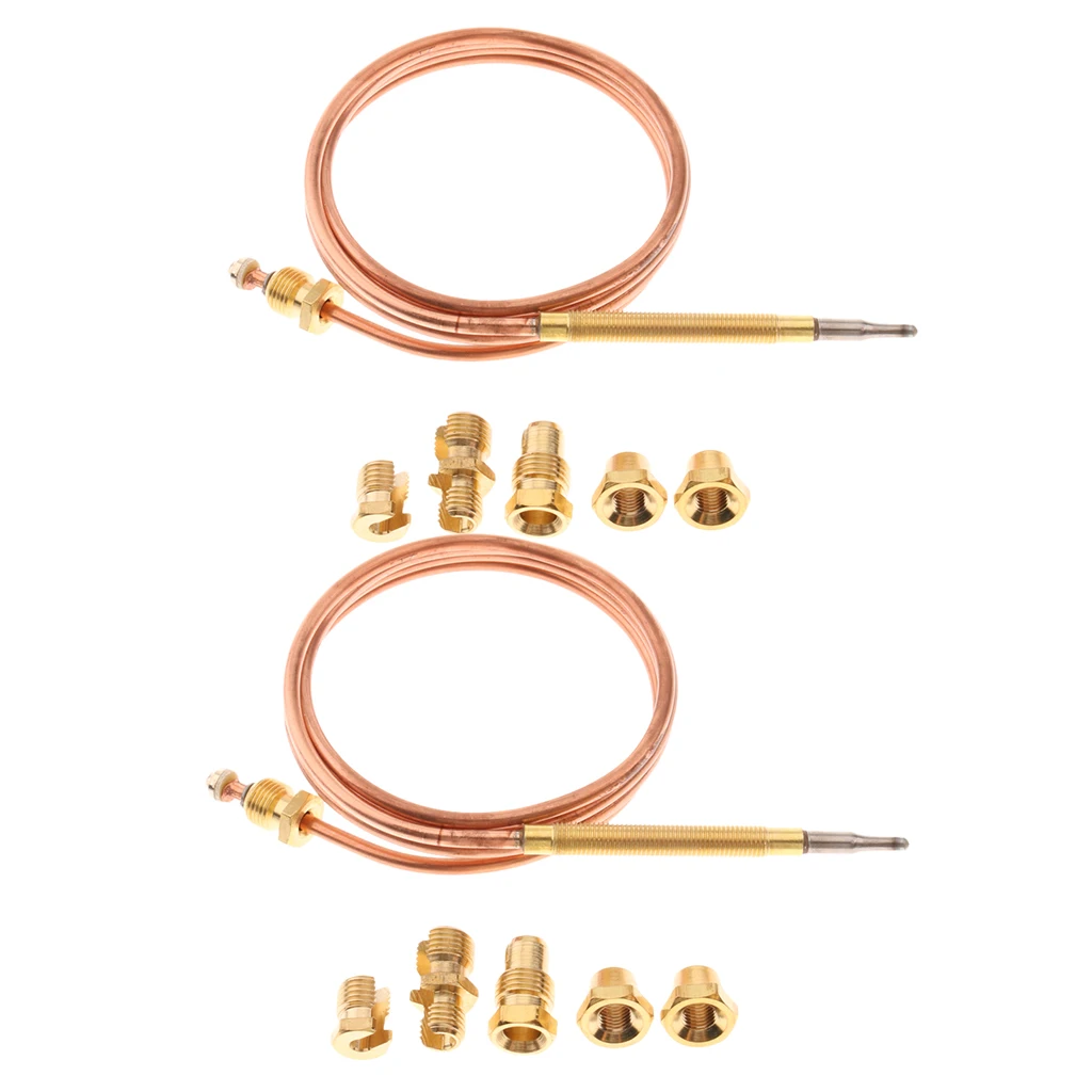 2PCS 90cm Thermocouple Replacement Set For Gas Furnaces Boilers Water Heaters, easy mounting on most pilot burners