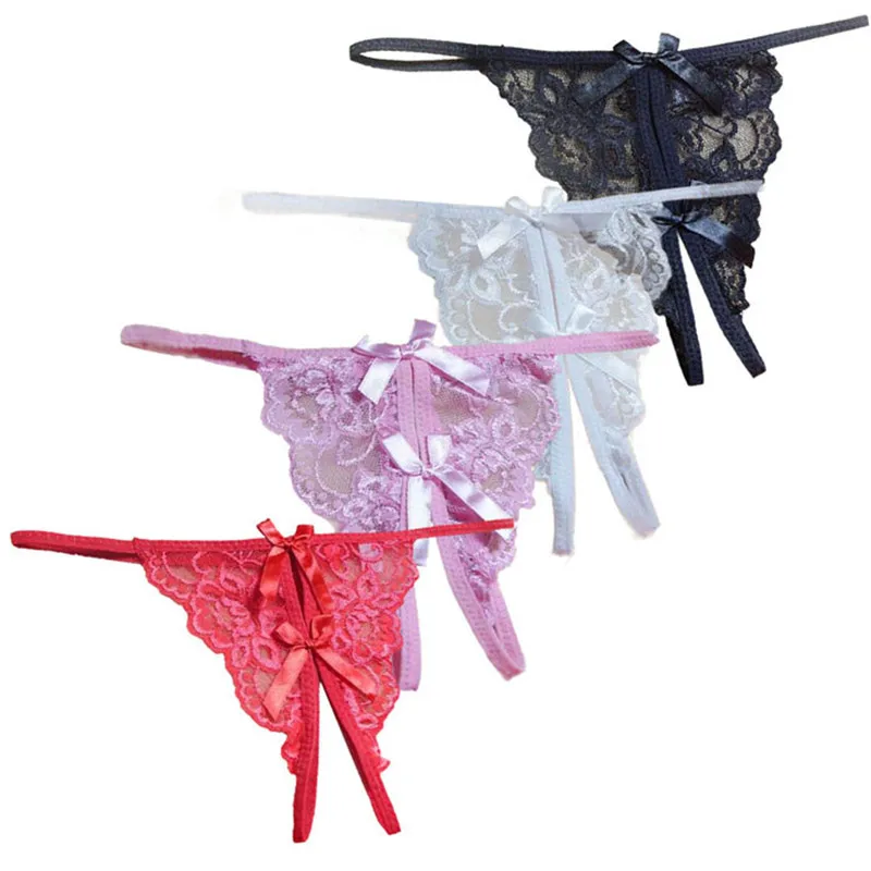 

New women Underwear Open fork Transparency tanga bowknot Featured Strappy Sexy Pantie Female Intimates Lingerie G String Lady