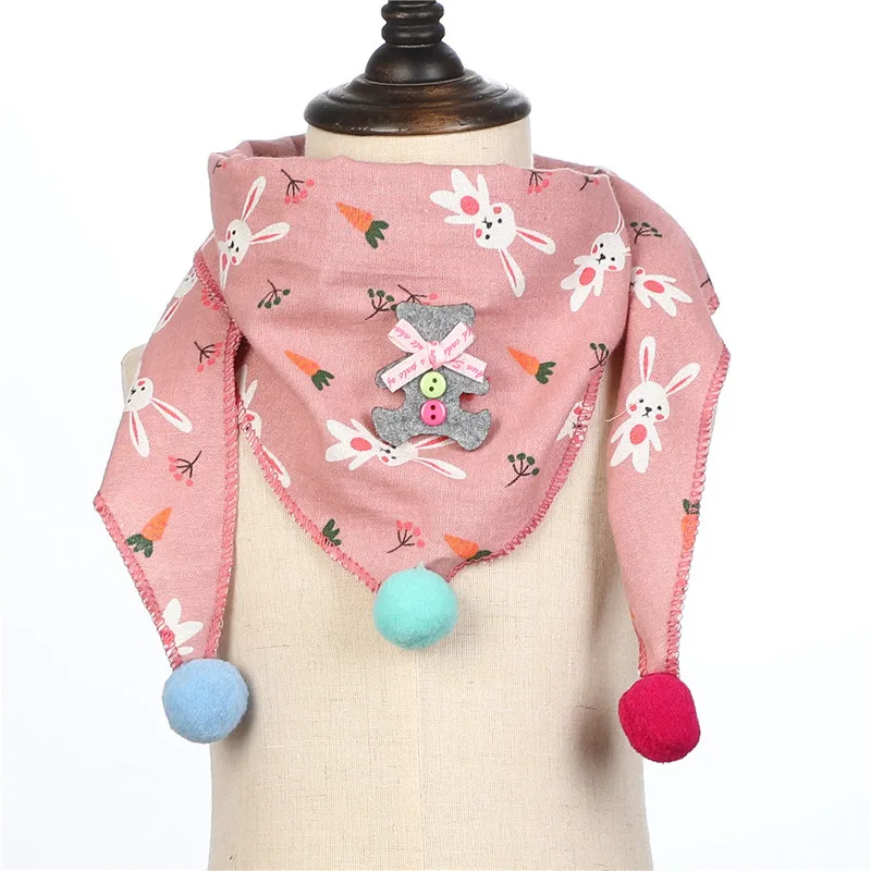 Новинка; Весенний хлопковый детский треугольный шарф; детские нагрудники с цветами; шарф для маленьких девочек и мальчиков; осенне-зимний детский шарф; одежда для малышей - Цвет: pink new rabbit