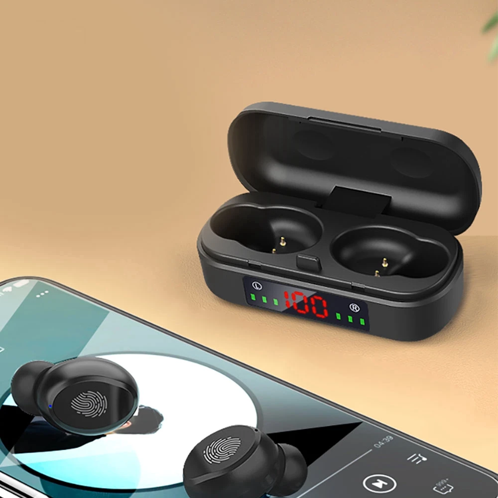 V8 Bluetooth Gameing Headset Binaural Ultra small English TWS Custom Power Display Touch 5 0 for Iphone Huawei Xiaomi samt phone