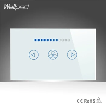 

High-End Waterproof Speed Regulation Fan Switch, White Crystal Glass Panel AC 110~250V Touch Fan Wall Switch, Free Shipping