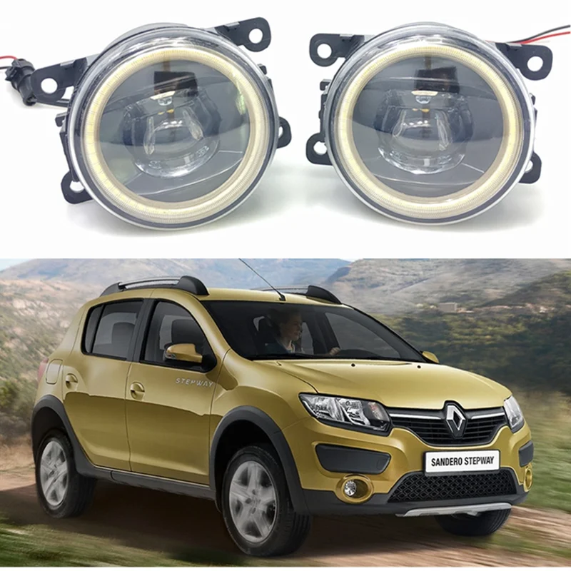 

For Renault Sandero Stepway Hatchback 2009-2015 Car styling New Led Fog Lights 30W DRL Angel Eyes Fog Lamp 2pcs