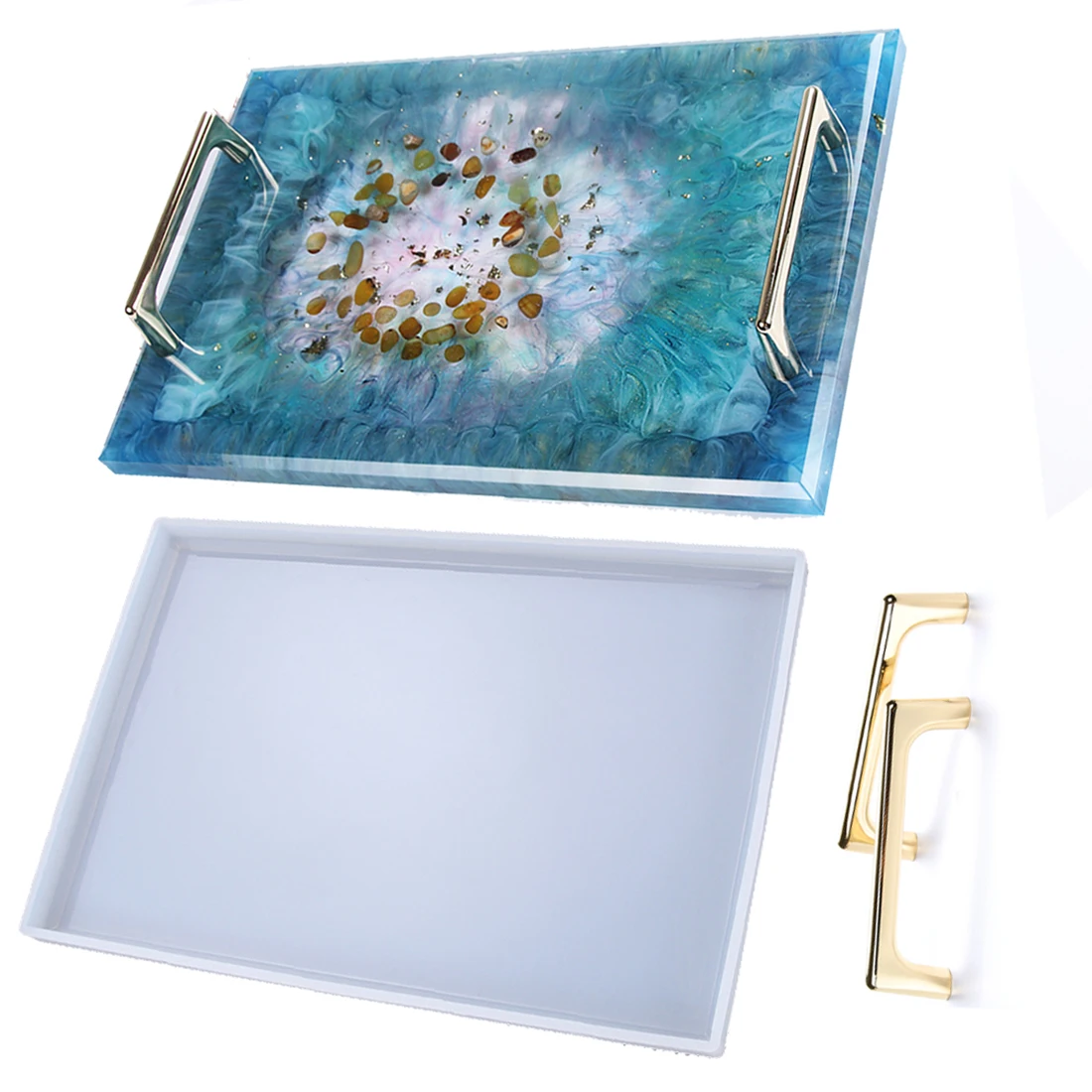 Большой прямоугольный поднос УФ-смола форма Кристалл эпоксидная силиконовая для