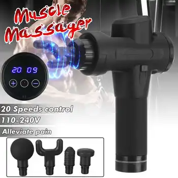 

4 Heads Therapy Massage Guns LCD Display Muscle Massager Deep Tissue Massage Body Relax Pain Relief Slimming 20 Speeds With Bag