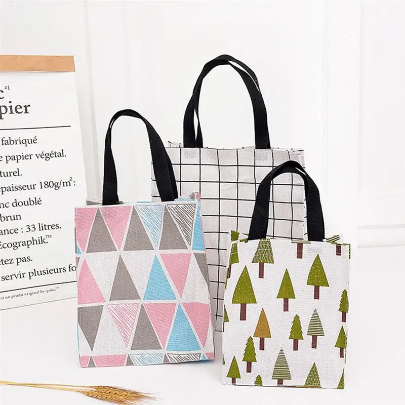 Canvas Bag Portable Durable Environmental Protection Lunch Tote Storage Bag Book Bag Handbag for Shopping Travel Women Panic
