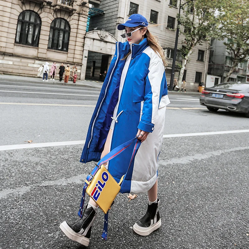 

2019 Winter Ladies Coat Womens Warm Down Cotton jacket Coat Fashion large size Contrast Color Oversized Outwear Women Parkas