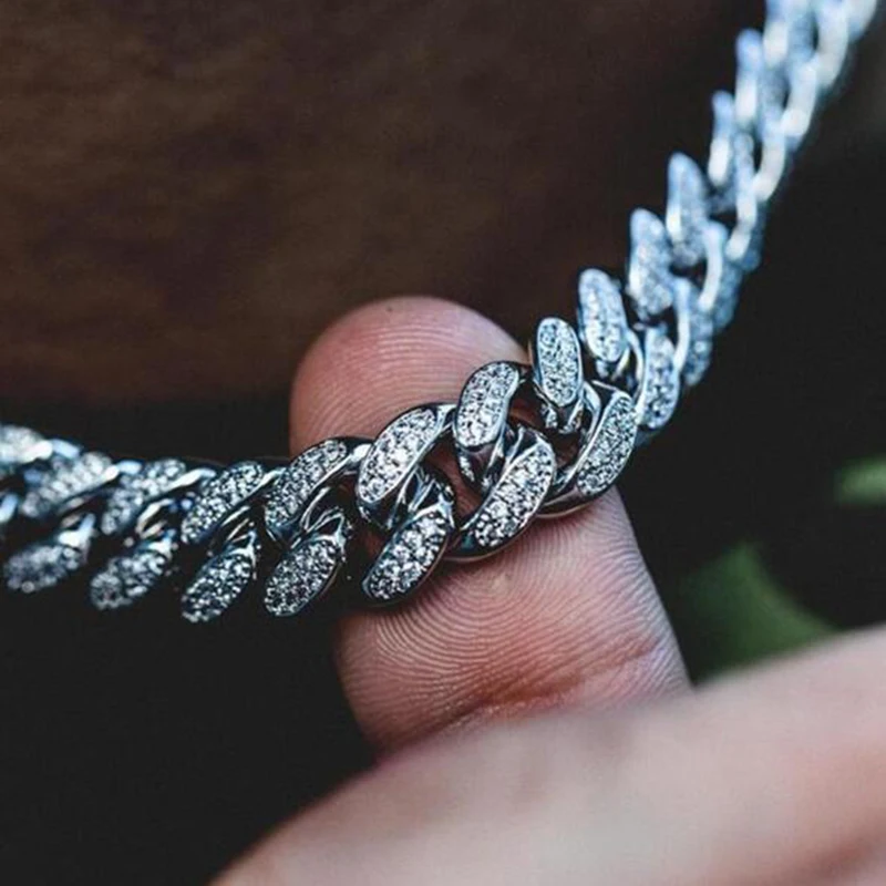 US7, 15 мм, кантри, кубинская цепь, золото, серебро, Bling Iced Out, проложенные стразы, CZ Rapper для мужчин, хип-хоп ювелирные изделия, 20-30 дюймов