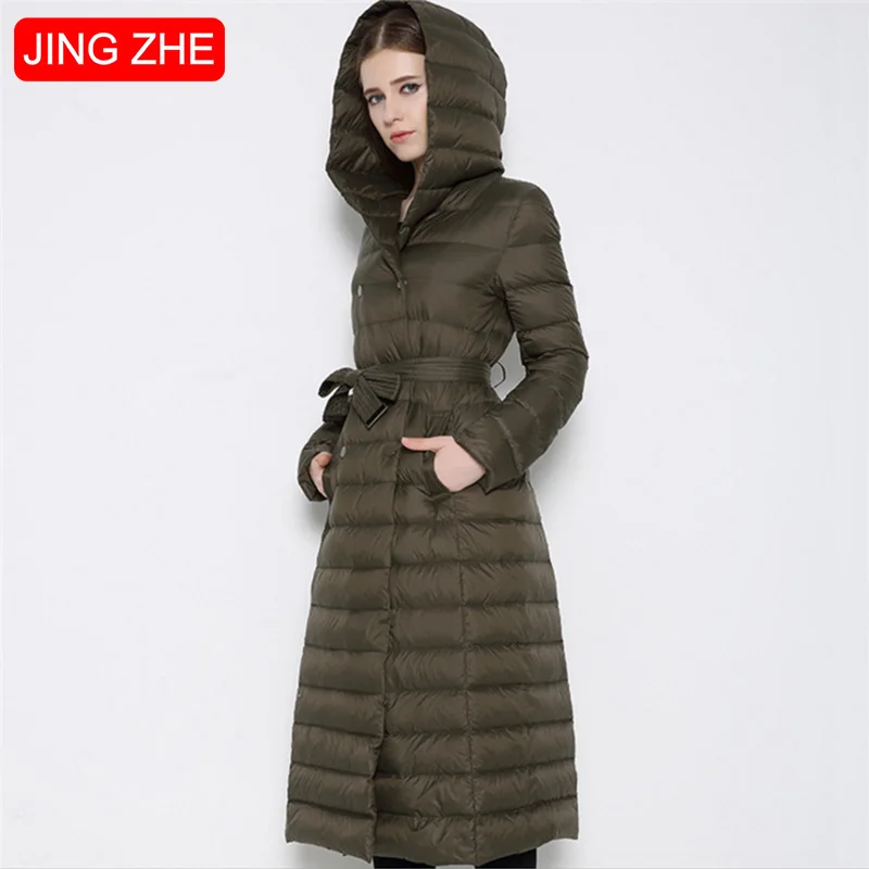 

JING ZHE Large Size Women's Winter Jacket Coat Lightweight Woman Parkas Oversized Women's Down Jacket 2020 Slim Hooded Jacket