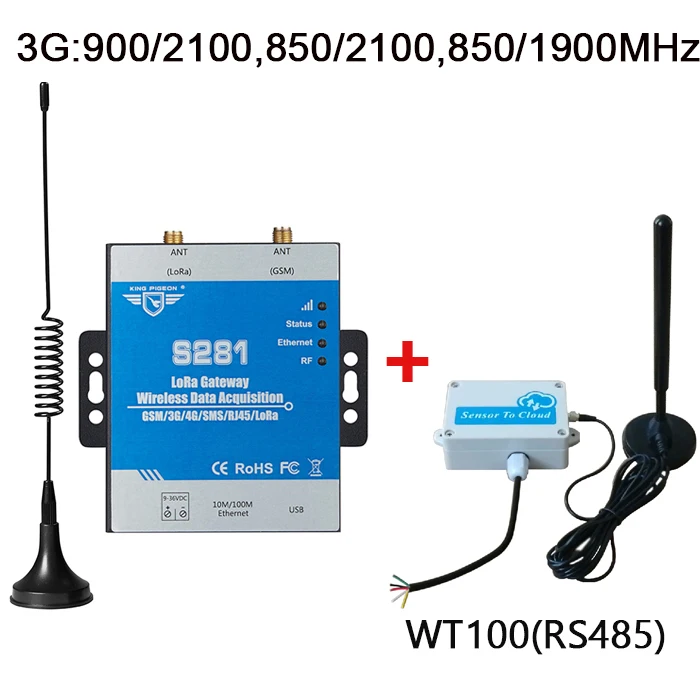 Беспроводной LoRa шлюз Интернет вещей шлюз 433 МГц 3g 4G Ethernet модуль сбора данных - Цвет: 3G with WT100