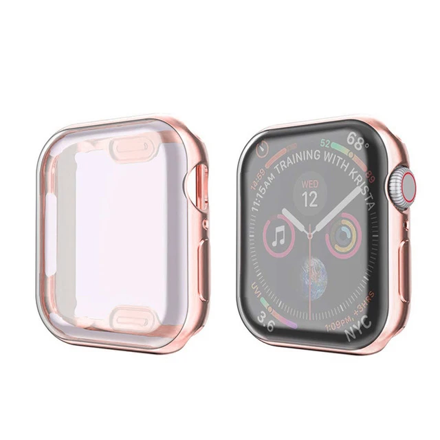 rose gold Чехол для часов для Apple Watch series 4 3 2 1 band case 42 мм 38 м 40 мм 44 мм тонкий пластиковый чехол протектор для iWatch 4 44 мм - Цвет: rose gold