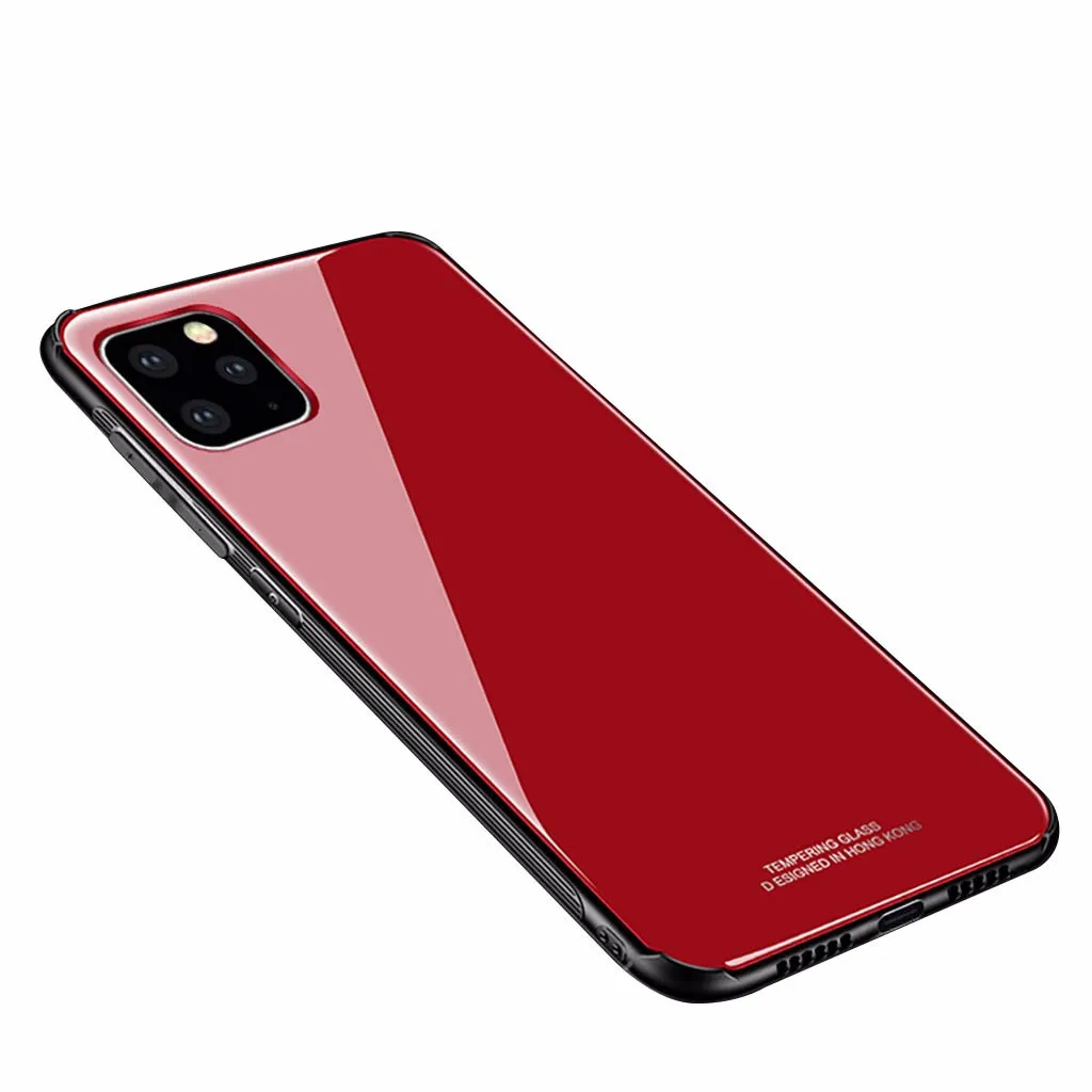 Чехол для IPhone 11 Pro Max 6,5 дюймов стильный прочный Чехол из закаленного стекла зеркальный Жесткий Чехол резиновый чехол
