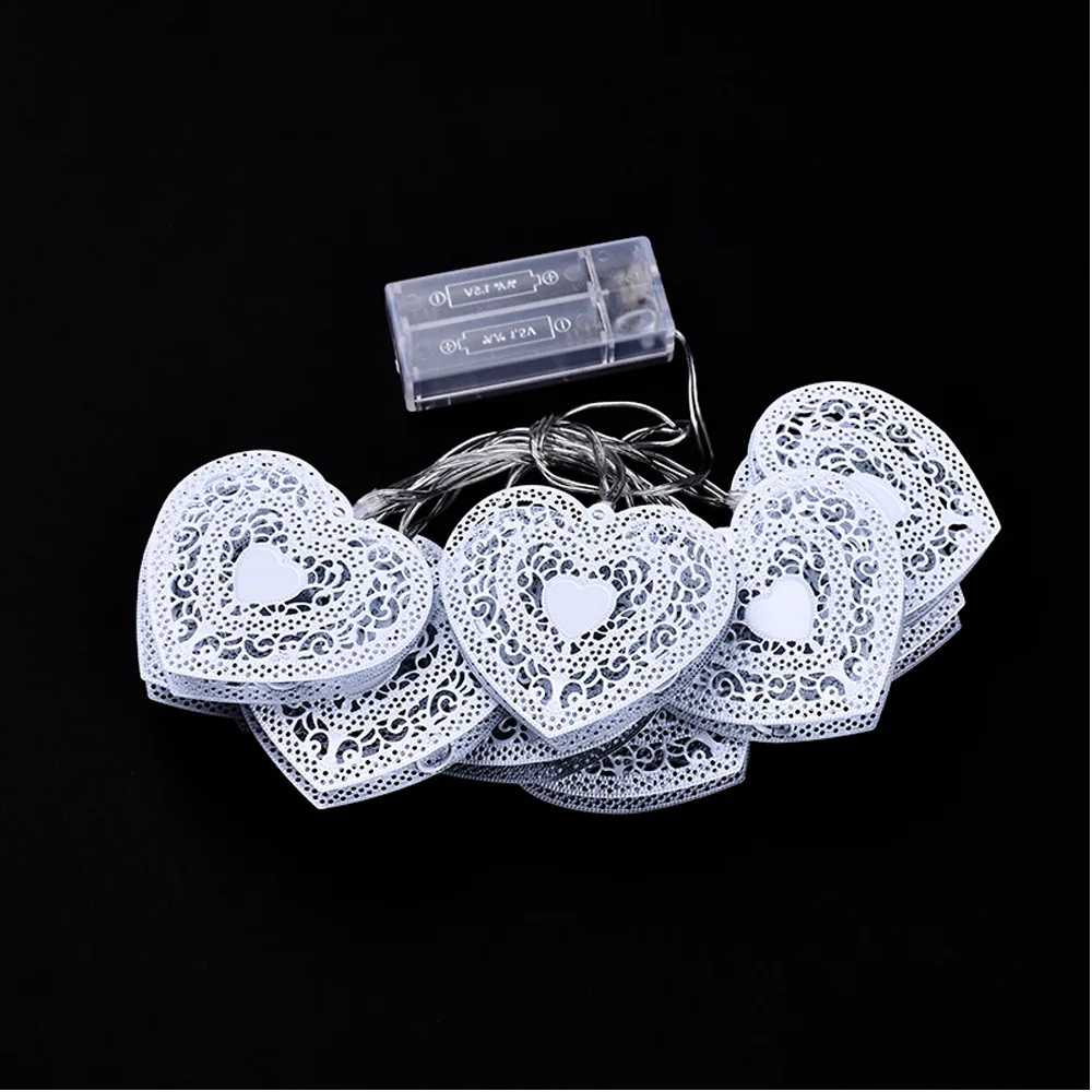 

1.2m 10 LED White Metal Hollow Heart Christmas Party Decoration Light Decoration Christmas Decorations String Lights