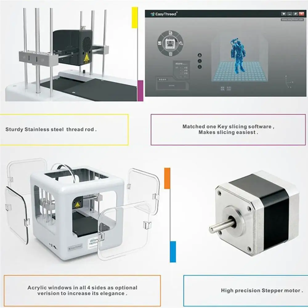 Easythreed ET-4000+ обновленная версия настольного мини 3D-принтера FDM 2,8-дюймовый ЖК-Функция касания экрана 120*120*120 мм размер печати
