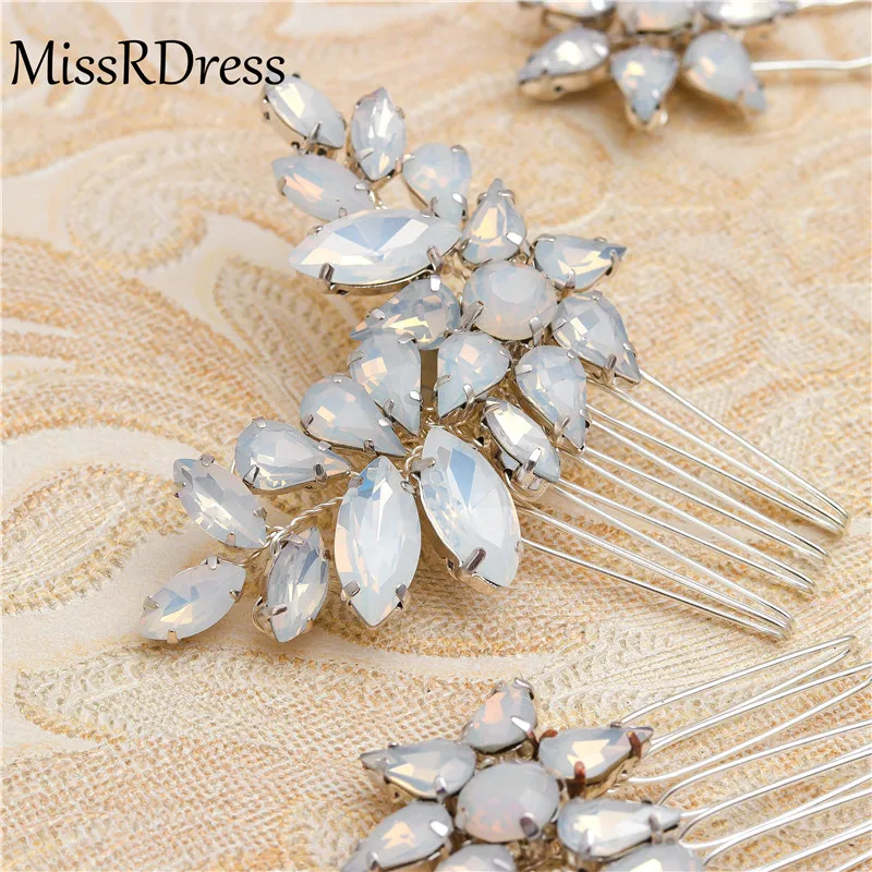 MissRDress 3 1 предмет невесты опал заколка для волос для женщин Элегантный дизайн задел для укладки волос Свадебные аксессуары-заколки для волос украшения Брак