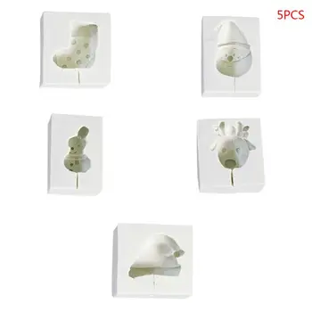 

OOTDTY 5pcs 3D Christmas Santa Hat Silicone Fondant Mold Cake Chocolate Decorating DIY