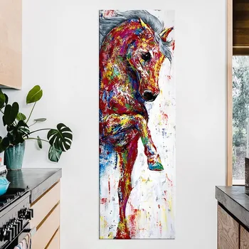 

Entrance Hallway Watercolor Horse Hanging Painting Modern Minimalist Animal Print Canvas Painting Home Decor Wall Art Pictures