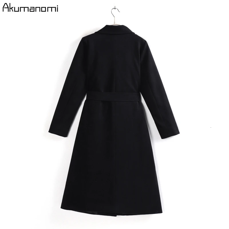 Зимнее длинное стеганое пальто Plu размера 5xl 4xl-l, женское черное шерстяное пальто, Тренч с длинным рукавом и карманами, верхняя одежда