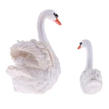 1 пара миниатюрная Статуэтка лебедя из смолы для офиса, сада, двора, газона, декоративный аксессуар, орнамент