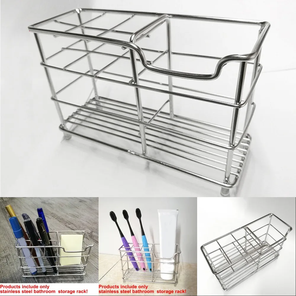 Home Toothbrush Holder Metal Toothpaste Stand Bathroom Organizer Multi-Purpose
