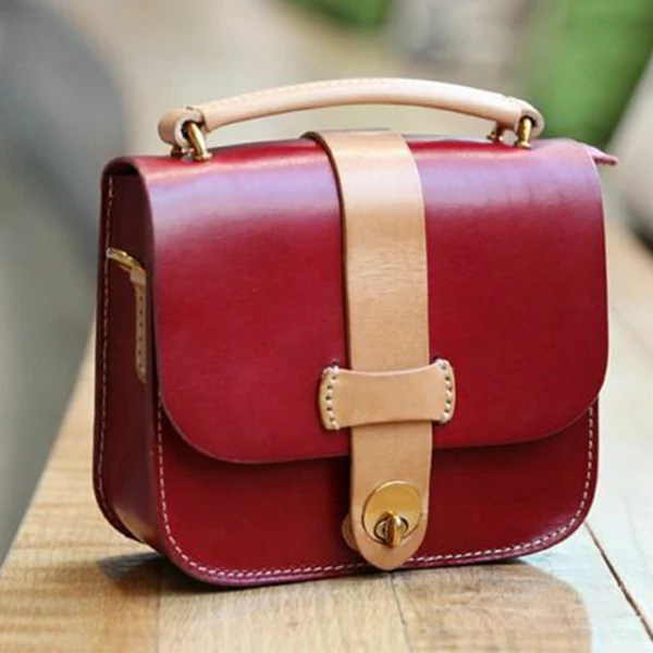 Red Bag TWTOPSE Cycling Leather A Bike Bag For Brompton Bike Bicycle Handmade Customized Upgraded Shoulder Bag Backpack Durable Basket - Цвет: Red Bag