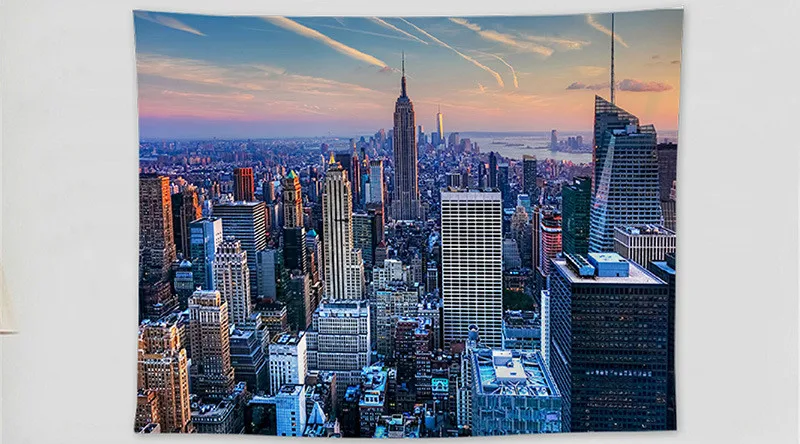 Europe and America Ins Tapestry TV Background Wall Landscape Decoration Tapestry Polyester Cloth Tarpaulin - Цвет: The view of the city
