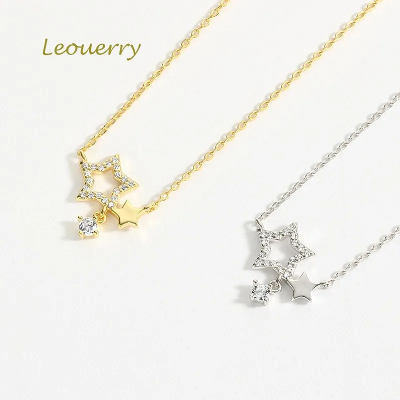 Leouerry, 925 пробы, серебряное, ажурное, звезда, циркон, подвеска, ожерелье, темперамент, новинка, цепочка для ключицы,, летнее ювелирное изделие