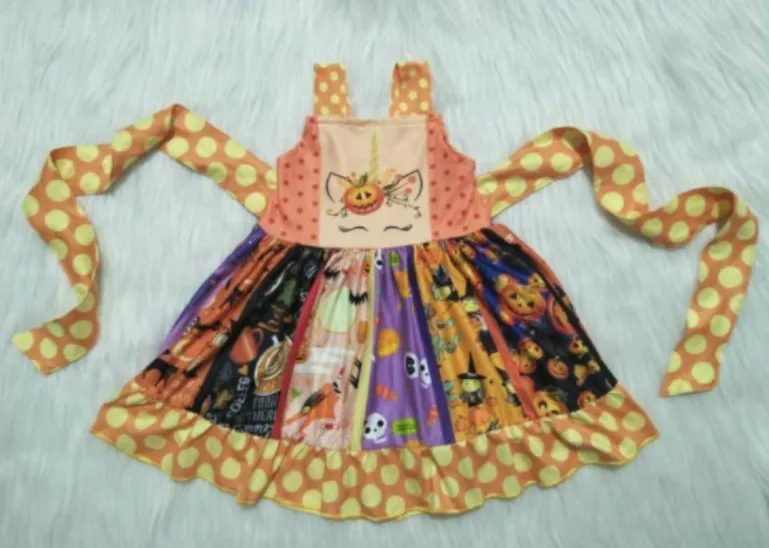 Бутик детской одежды девушка лето без рукавов Тыква молочный шелк с принтом платье