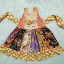 Бутик детской одежды девушка лето без рукавов Тыква молочный шелк с принтом платье