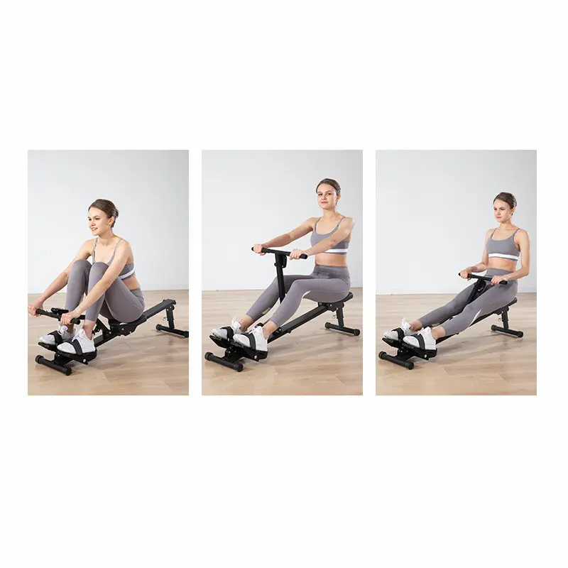 Hydraulic Rowing Machine, 12 Adjustable Tension Resistance Silent Folding Cardio Training with LED Monitor
