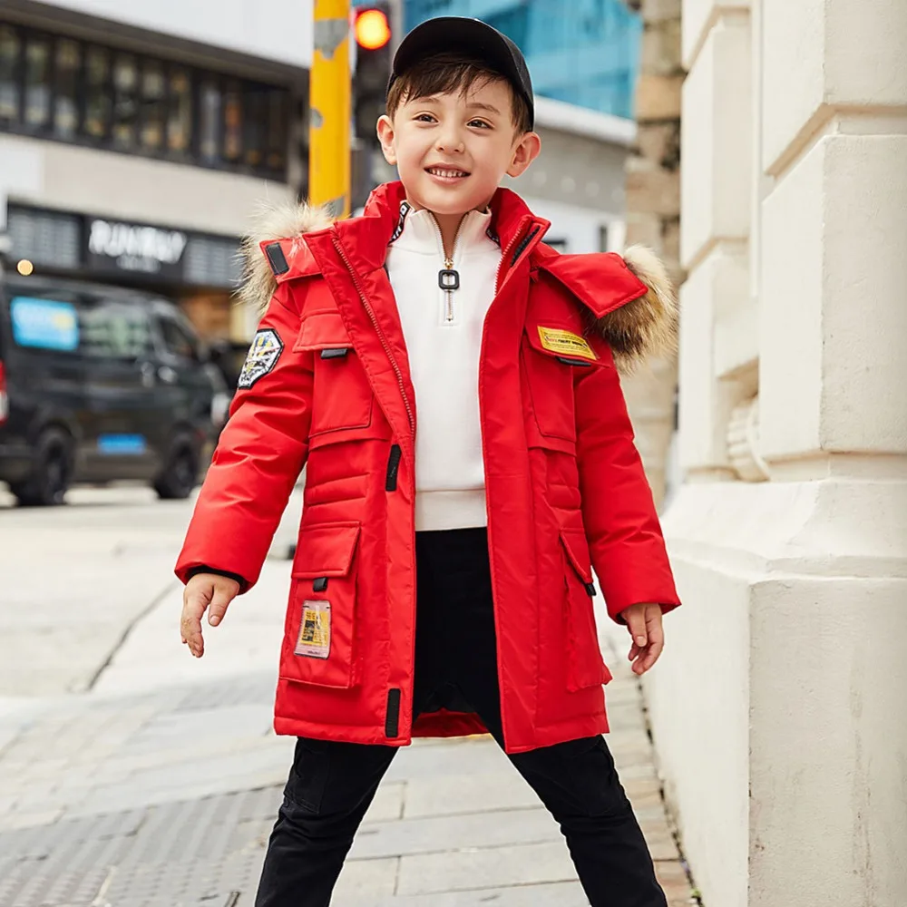 Autumn Winter Boys Jackets Fur Collar Baby Girls Down Coat Casual Children Hooded Outwear Girls Winter Down Jackets