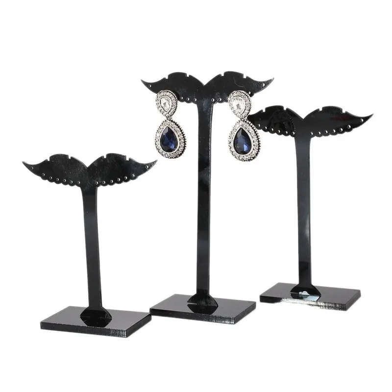 Акриловый держатель для сережек 3 шт. черный разная высота органайзер ювелирных