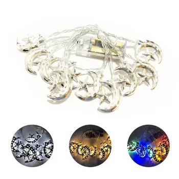 

1.65m Ramadan Wrought Iron Light String Moon Star LED Eid Mubarak Lamp Lantern Muslim Party Garden Decoration Accessories Xmas