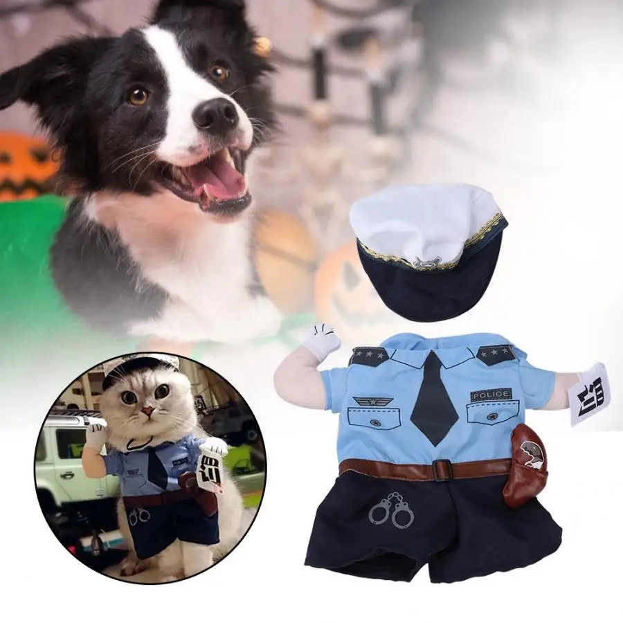 

Pet Halloween Clothes Dog Coats Jackets Polyester Cute Pet Halloween Clothes Penalty Police Upright Costume Dress Up