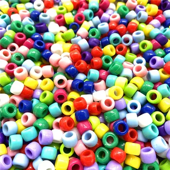 

50Pcs 6x8mm Round Big Hole Plastic Beads Spacer Loose Beads for Jewelry Making DIY Handmade Bracelet Accessories