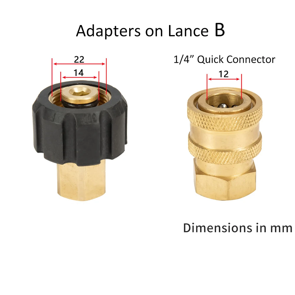 Pressure Washer Short Lance Car Washer Spray Lance Wand Tube 1/4" Quick Connector M22 Adaptor High Pressure Water Gun Lance 5