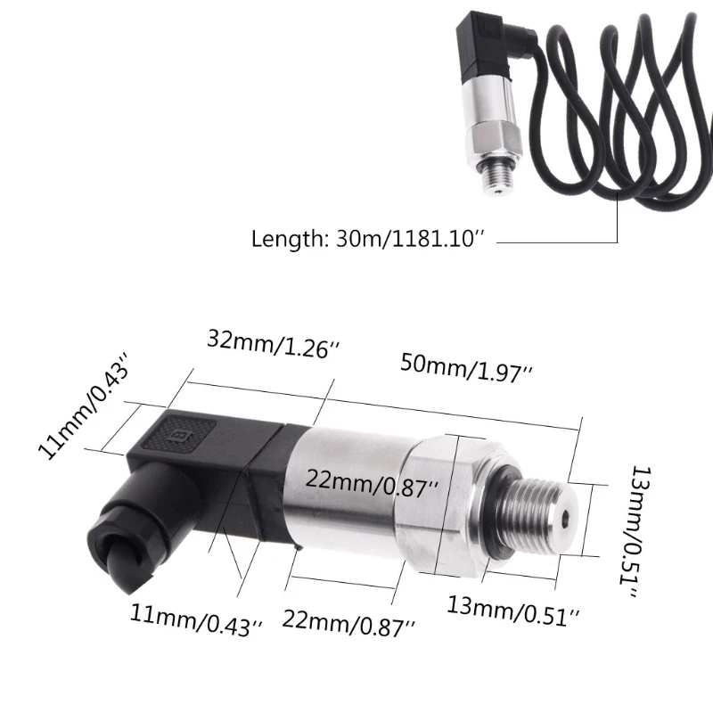 Pressure Transmitter Pressure Transducer 0-10bar 9-32VDC G1/4 4-20mA output 0.5% 