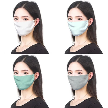 

1PCS Silk and Satin Mouth Mask Ultraviolet-proof Anti-dust Mouth Cover Breathable Washable Face Mouth Mask for Adults Outdoor