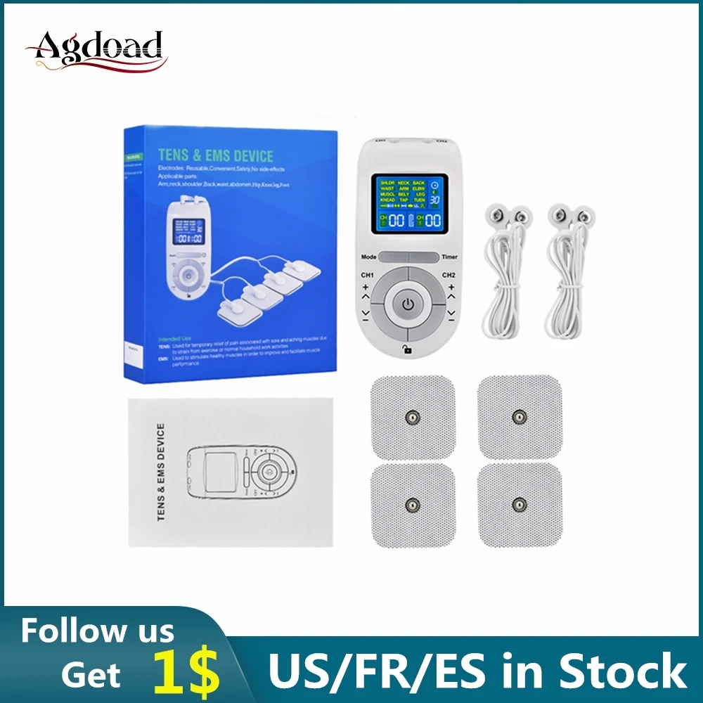 15 Modes TENS EMS Massager Digital Electric Muscle Stimulator Pulse Physiotherapy Pain Relieving 4 Electrode Pads massageado | Красота и