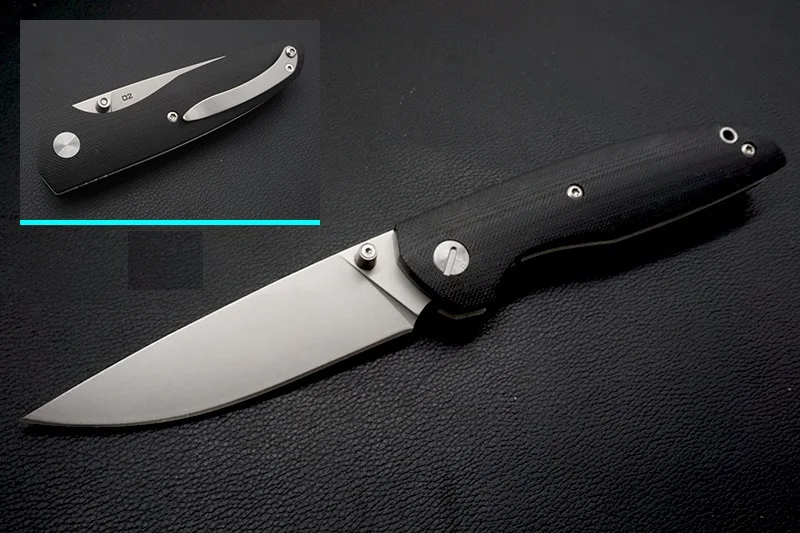 Горячий стиль TL-M008 складной нож G10 Ручка D2 Порошок стальное лезвие шарикоподшипник кемпинг охотничий нож для выживания на природе EDC инструменты - Цвет: Black handle