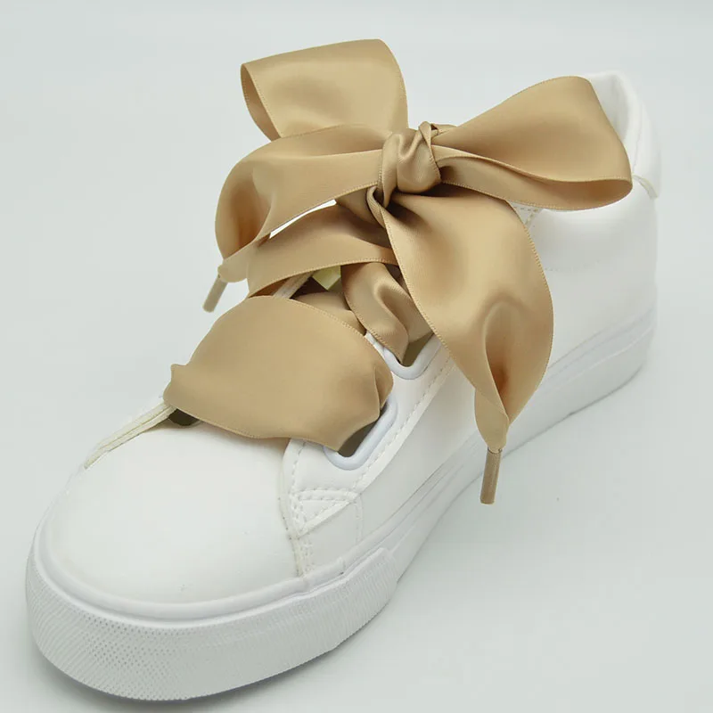 4 cm verbreiterte Schnürsenkel aus Seidensatin, glatte große Schleife, breite Schnürsenkel, Trend Beauty White, lässige Sneaker-Lederschuhe, Schnürsenkel, Dropship – Detail 13