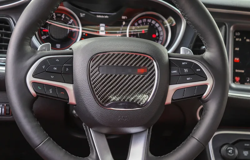 Для Dodge Challenger+ центр украшения рулевого колеса автомобиля наклейки аксессуары для салона автомобиля углеродного волокна стиль