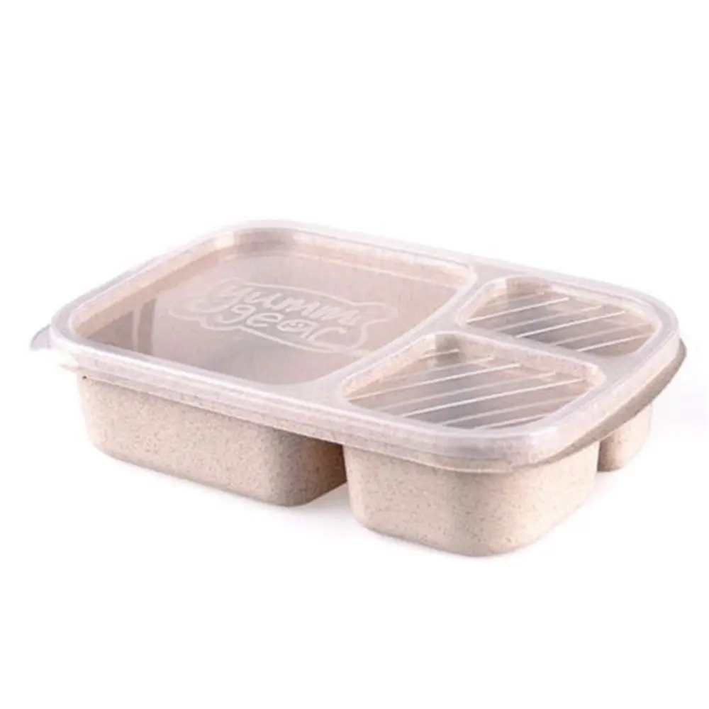 beige LINSBAYWU Горячая Пшеница микроволновка Bento ланч бокс еда Фрукты пикника для детей взрослых коробка для хранения Контейнер ужин Органайзер - Цвет: beige