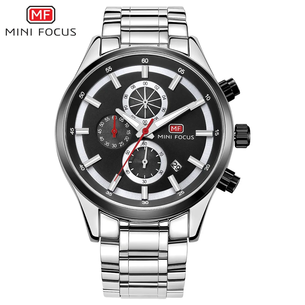 

MINIFOCUS Fox MF0081G Men's Casual Quartz Watch Steel with date three-eye waterproof luminous watch