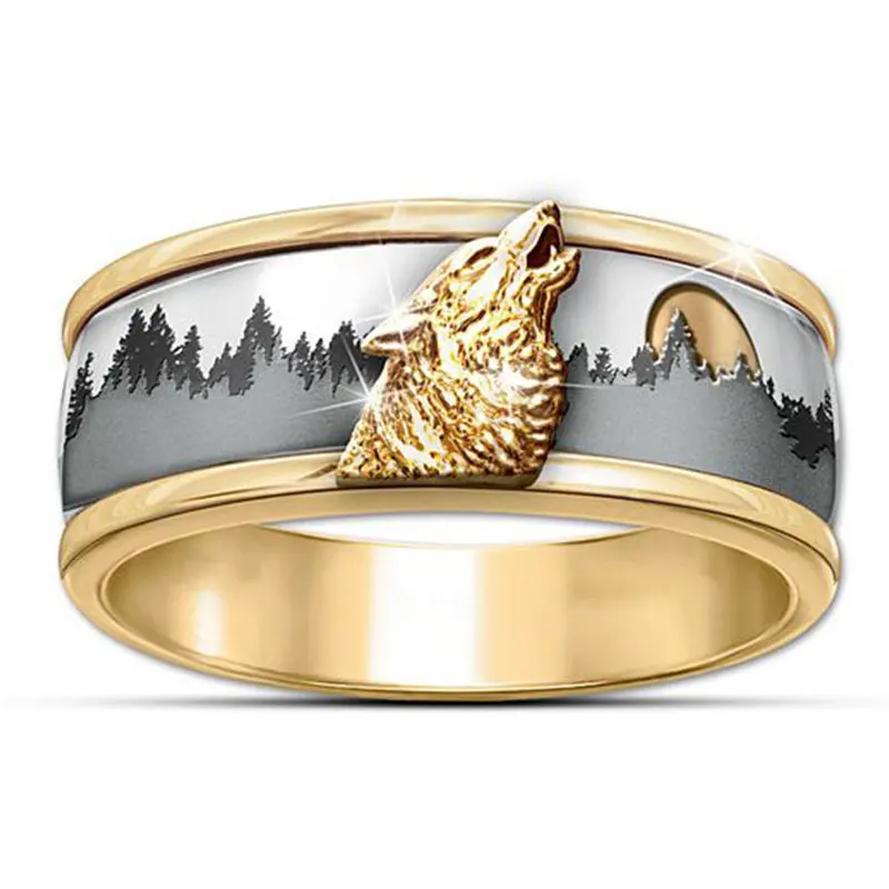 Punk jewelry full moon wolf men's ring charm party accessories cool boy gift motorcycle | Украшения и аксессуары