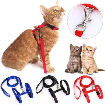 

1PC Cat Dog Leash and Adjustable Collar Harness Nylon Pet Traction Cat Kitten Halter Cats Products for Cat Puppy Small Dogs