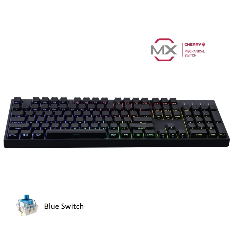 Blue switch Кулер Master CK372 настольная игровая механическая клавиатура Cherry MX Axis body 104 клавишные колпачки pbt NKRO RGB коричневый синий красный переключатель - Цвет: Blue switch