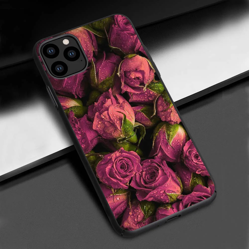 Модные тропические растения цветы для Apple iPhone XR XS 11 Pro Max 5 5S SE 6 6S 7 8 Plus чехол мягкий черный ТПУ iPhon чехол 11 - Цвет: 28