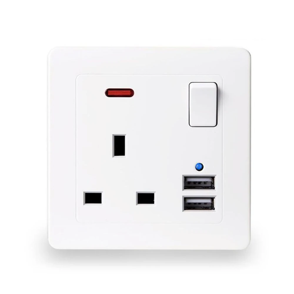 Лучшее настенное зарядное устройство с двумя usb-портами 2.1A 13А, английская стандартная электрическая розетка, розетка, панель, заряд питания usb для телефона 110~ 250 В