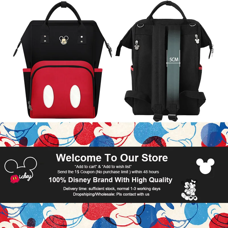 DISNEY Baby сумка модная в горошек для мам сумка для подгузников для малышей Органайзер большой емкости Детские сумки для уход за ребенком для мамы