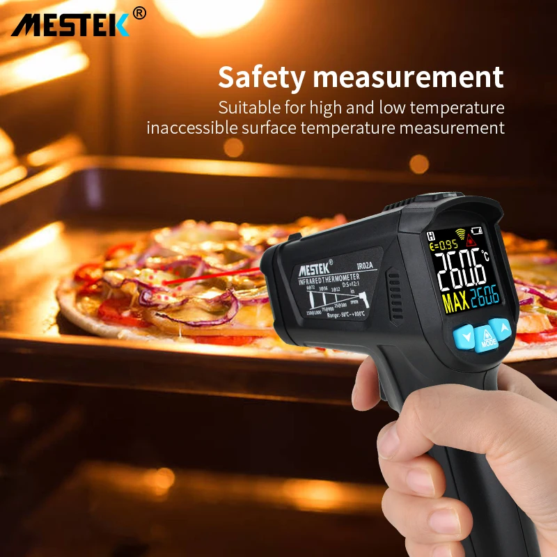 MESTEK-50-800 Degree Digital Infrared Thermometer Humidity Meter Thermometro Hygrometer Temperature Laser Gun Pyrometer